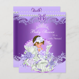 Invitation Petite princesse Baby shower fille pourpre Tiara V