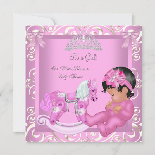Invitation Petite princesse Baby shower fille Rocking Horse (Devant)