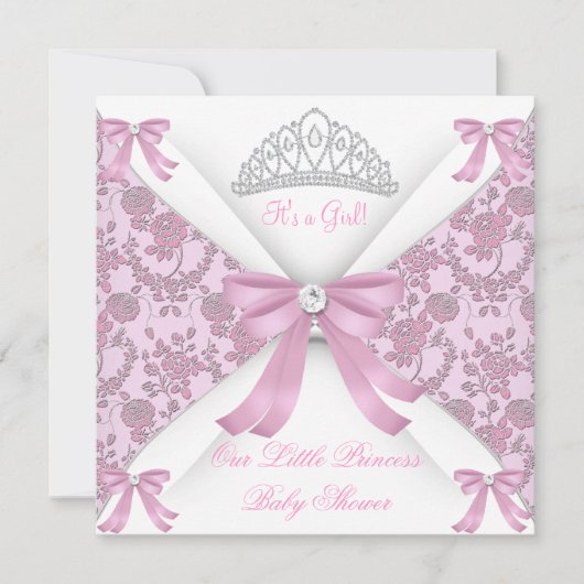 Invitation Petite princesse Baby shower fille rose 2 (Devant)