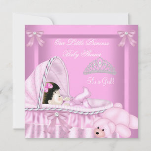 Invitation Petite princesse Baby shower fille rose Bassinette