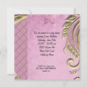 Invitation Petite princesse Baby shower fille rose blanc or (Dos)