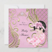 Invitation Petite princesse Baby shower fille rose blanc or (Devant)