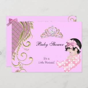 Invitation Petite princesse Baby shower fille rose blanc or 3