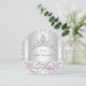 Invitation Petite Princesse Baby Shower Fille Rose Blanc Perl (Debout devant)