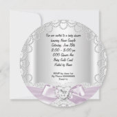 Invitation Petite Princesse Baby Shower Fille Rose Blanc Perl (Dos)