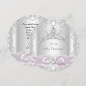 Invitation Petite Princesse Baby Shower Fille Rose Blanc Perl (Devant / Derrière)