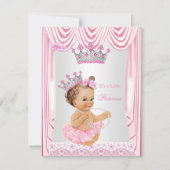 Invitation Petite princesse Baby shower fille rose Brunette (Devant)