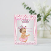 Invitation Petite princesse Baby shower fille rose Brunette (Debout devant)