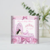 Invitation Petite princesse Baby shower fille rose Damas (Debout devant)
