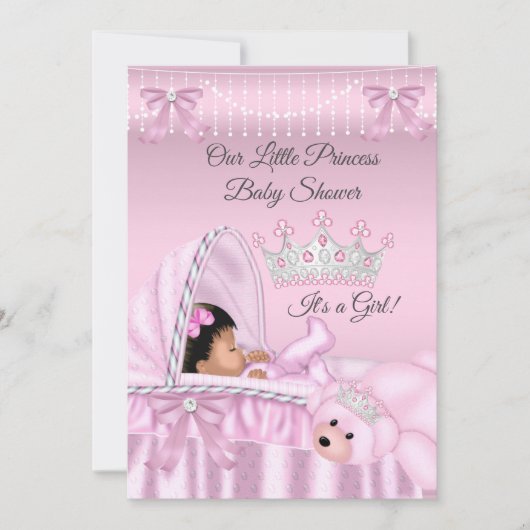 Invitation Petite princesse Baby shower fille rose ethnique (Devant)