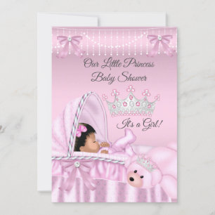 Invitation Petite princesse Baby shower fille rose ethnique