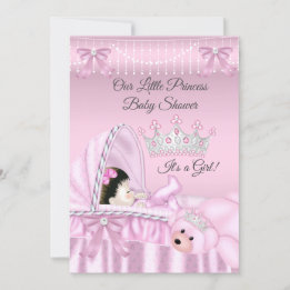 Invitation Petite Princesse Baby Shower Fille rose Moïse