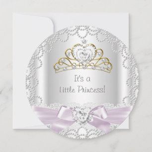 Invitation Petite princesse Baby shower fille rose Pearl Gold