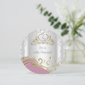 Invitation Petite princesse Baby shower fille rose Pearl or (Debout devant)