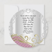 Invitation Petite princesse Baby shower fille rose Pearl or (Dos)