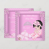 Invitation Petite Princesse Baby Shower Fille Rose Points 2 (Devant / Derrière)