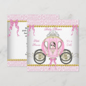 Invitation Petite princesse Baby shower fille rose transport  (Devant / Derrière)