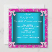 Invitation Petite princesse Baby shower fille Turquoise bleu  (Dos)