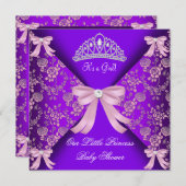 Invitation Petite princesse Baby shower fille violet rose 2 (Devant / Derrière)