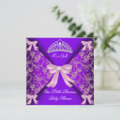 Invitation Petite princesse Baby shower fille violet rose 2 (Debout devant)