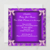 Invitation Petite princesse Baby shower fille violet rose 2 (Dos)