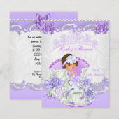 Invitation Petite princesse Baby shower fille violet Vintage (Devant / Derrière)