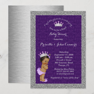 Invitation Petite princesse Baby shower Invitation, argent