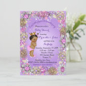 Invitation Petite princesse Baby shower Invitation, or violet (Debout devant)