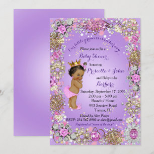 Invitation Petite princesse Baby shower Invitation, or violet
