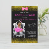 Invitation Petite princesse Baby shower Invitation, rose (Debout devant)
