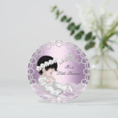 Invitation Petite princesse Baby shower mignonne fille rose L (Debout devant)