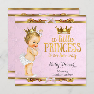 Invitation Petite princesse Baby shower rose or Blonde fille