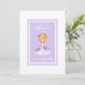 Invitation Petite princesse blanche et violette anniversaire  (Debout devant)