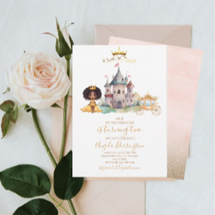 Invitation Petite princesse célébration royale aquarelle
