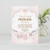 Invitation Petite Princesse Ciel Envoyé Rose Linge de Bébé (Debout devant)
