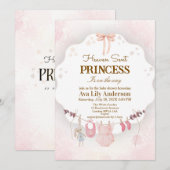 Invitation Petite Princesse Ciel Envoyé Rose Linge de Bébé (Devant / Derrière)