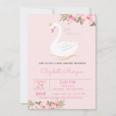 Invitation Petite princesse, cygne, Baby shower Floral (Devant)