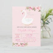 Invitation Petite princesse, cygne, Baby shower Floral (Debout devant)