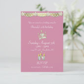 Invitation Petite princesse en rose et Pearl Anniversaire (Debout devant)