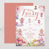 Invitation petite princesse fée premier conte de fée annivers (Devant / Derrière)