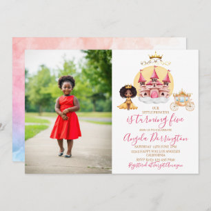 Invitation Petite princesse fête royale 5 aquarelle