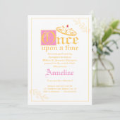 Invitation petite princesse fille BABY SHOWER or rose tiara I (Debout devant)