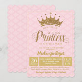 Invitation Petite princesse Gold Baby shower de la Couronne I (Devant / Derrière)