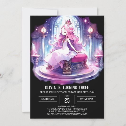 Invitation Petite princesse imprimable Anniversaire (Devant)