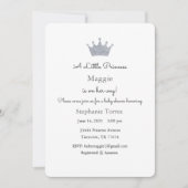 Invitation Petite Princesse, Invitation Argentée (Devant)