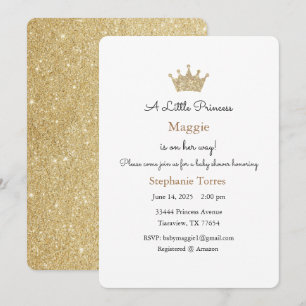 Invitation Petite Princesse, Invitation Dorée