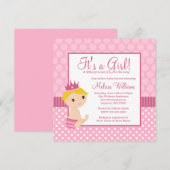 Invitation Petite princesse Pink Polka Dot Baby shower fille (Devant / Derrière)