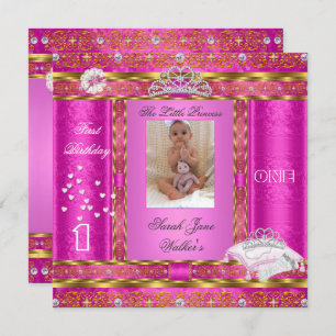 Invitation Petite princesse Première fête d'anniversaire Phot