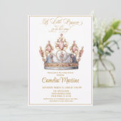 Invitation Petite princesse rose et baby shower or (Debout devant)