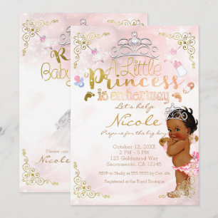 Invitation Petite Princesse Rose Ethnique Sombre Fête de Nais